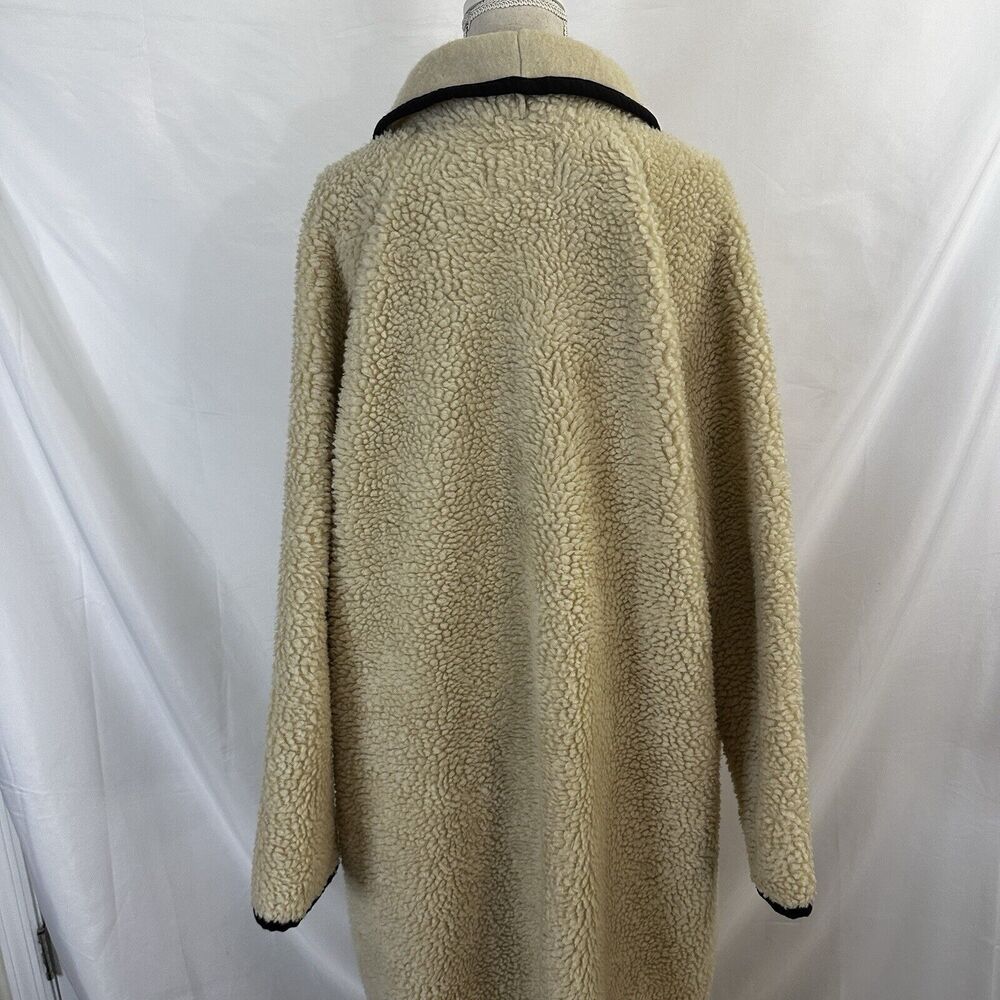 Free People Irresistible Teddy Cardi Maxi Jacket Pockets Oversized Ivory LARGE - Picture 7 of 9